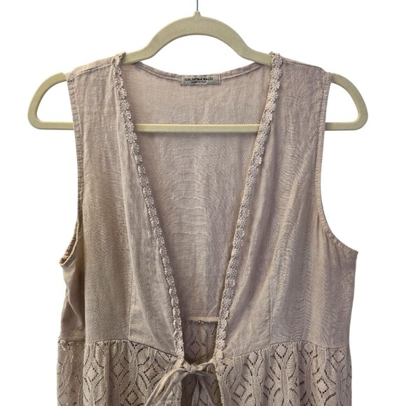 Valentina Naldi Linen Blen Lace Embellished Sleeveless Duster One Size - Picture 4 of 7